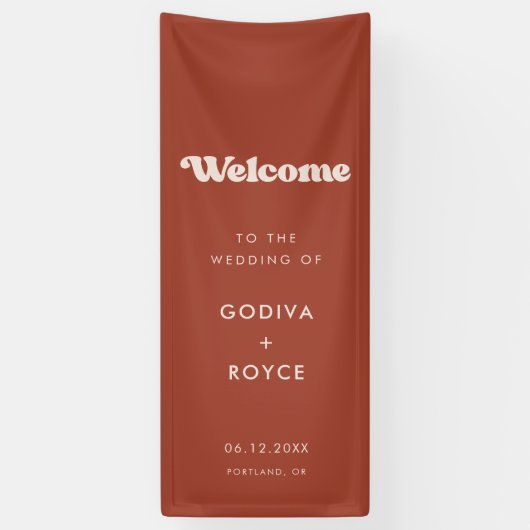 Stylish Retro Terracotta Welcome to our Wedding Banner (Vertikal)