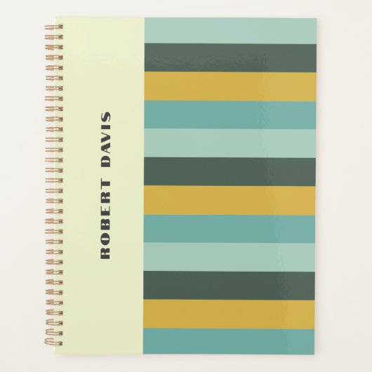 Stylish Retro Vintage Vibe Horizontal Stripes Planer (Vorderseite)