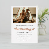 Stylish Retro Wedding Photo Folieneinladung (Stehend vorne)