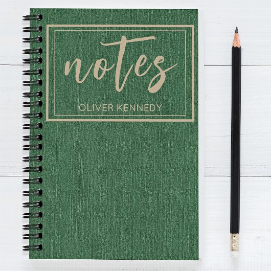 Stylish Rich Forest Green and Khaki Classic Spiral Notizblock