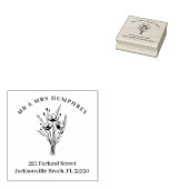 Stylish Romantic Poppies Wildflowers Bouquet Gummistempel (Stempel)