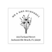 Stylish Romantic Poppies Wildflowers Bouquet Gummistempel (Prägung)