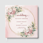 Stylish Rose Gold Floral Greenery Guest Book Sign  Gästebuch (Vorderseite)