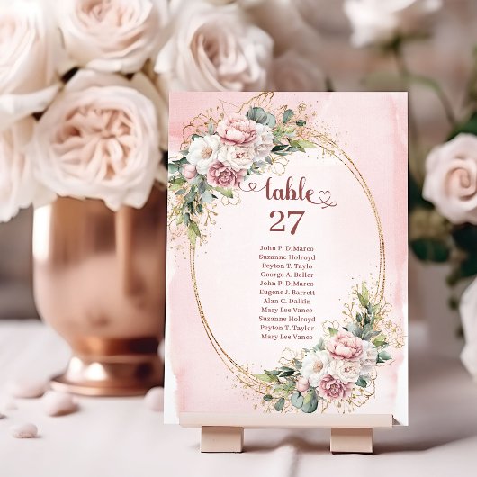 Stylish Rose Gold Flowers Eucalyptus Table Numbers Tischnummer
