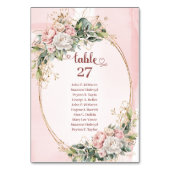 Stylish Rose Gold Flowers Wedding Table Number Tischnummer (Vorderseite)