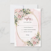 Stylish Rose Gold Pastel Pink Wedding RSVP Card (Vorderseite)