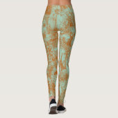 Stylish Rust Green Paris Toile Design Leggings (Rückseite)