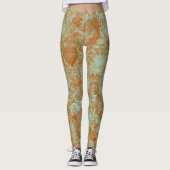 Stylish Rust Green Paris Toile Design Leggings (Vorderseite)