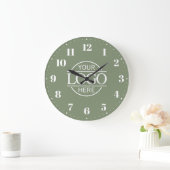 Stylish Sage Green Branded Company Business Logo Große Wanduhr (Zuhause)