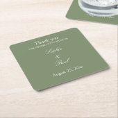 Stylish Sage Green Wedding Vielen Dank Rechteckiger Pappuntersetzer (angewinkelt)