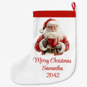 Stylish Santa Claus Editable Christmas Stocking Großer Weihnachtsstrumpf (Rückseite)