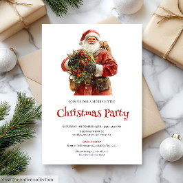 Stylish Santa Claus Pine Wreath Holiday Dinner  Einladung