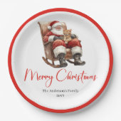 Stylish Santa Claus Rustic Vintage Christmas Plate Pappteller (Vorderseite)