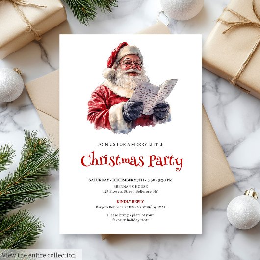 Stylish Santa Modern Festive Holiday Invitation Einladung