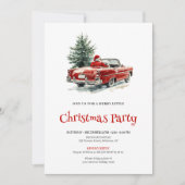 Stylish Santa Pine Wreath Office Party Invitation Einladung (Vorderseite)