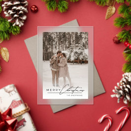Stylish Script Elegant Photo Merry Christmas Card Acryleinladungen