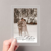 Stylish Script Elegant Photo Merry Christmas Card Acryleinladungen (Insitu (Handheld))