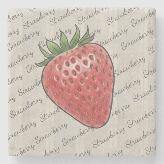 Stylish script letters in modern grey strawberry steinuntersetzer (Vorderseite)