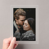 Stylish Script Minimalist 1 Photo Christmas Card Acryleinladungen (Insitu (Handheld))