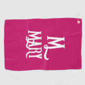 STYLISH SCRIPT MONOGRAM PINK GOLF TOWEL GOLFHANDTUCH (Horizontal)