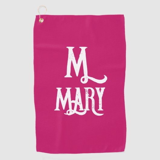 STYLISH SCRIPT MONOGRAM PINK GOLF TOWEL GOLFHANDTUCH (Vorderseite)