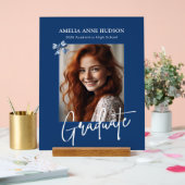 Stylish Script Photo Blue Graduation 2026 Acrylschild (Hochzeit)