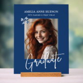 Stylish Script Photo Blue Graduation 2026 Acrylschild (Neutral)