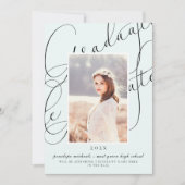 Stylish Script Soft Mint Photo Graduation Party Einladung (Vorderseite)