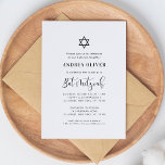 Stylish Script Star von David White Bat Mitzvah Einladung<br><div class="desc">Feiern Sie Bar Mitzvah mit dieser modernen,  eleganten Einladung,  die Ihren eigenen Text enthält. Fügen Sie einfach Ihre eigenen Daten hinzu,  indem Sie auf die Option "Personalisieren" klicken.</div>