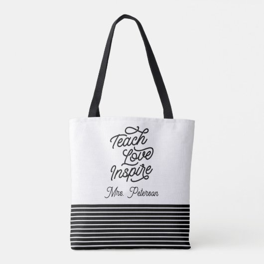 Stylish Script Teach Love Inspire Teacher Tasche (Rückseite)