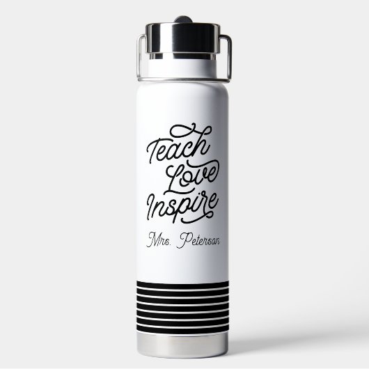 Stylish Script Teach Love Inspire Teacher Trinkflasche (Hinten)
