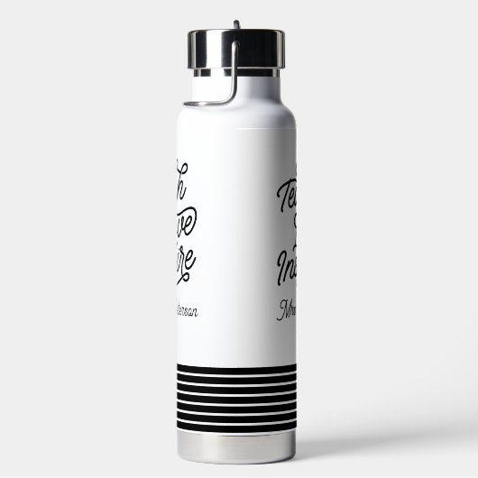 Stylish Script Teach Love Inspire Teacher Trinkflasche (rechts)