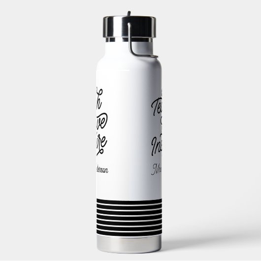 Stylish Script Teach Love Inspire Teacher Trinkflasche (Links)