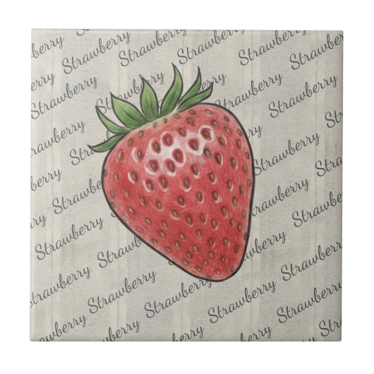 Stylish script text based background Strawberry Fliese (Vorderseite)