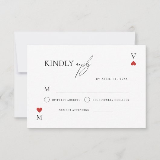 Stylish Script Vegas Casino Wedding RSVP Karte (Vorderseite)