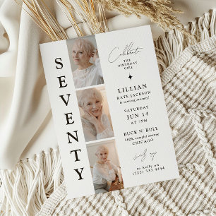 Stylish SEVENTY Foto-Streifen 70. Geburtstag Einladung