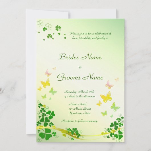 Stylish Shamrock Wedding Invitation Einladung (Vorderseite)