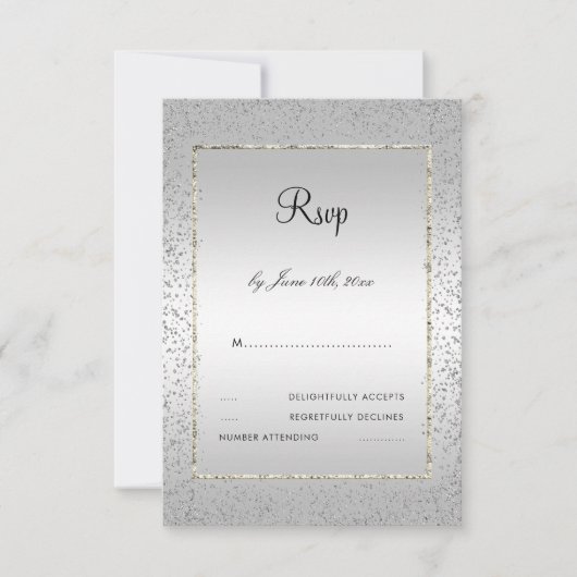 Stylish Silver Confetti 60. Wedding RSVP Karte (Vorderseite)