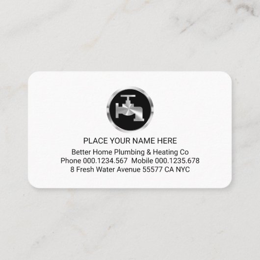 Stylish Silver Faucet Water Waves Visitenkarte (Rückseite)