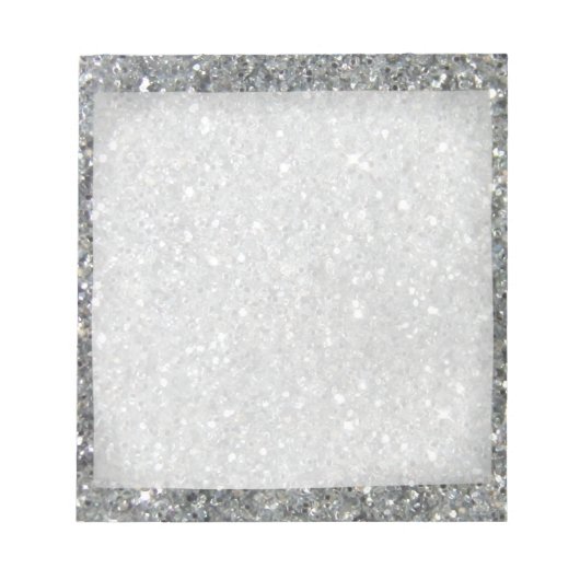 Stylish Silver Glitter Glitz Foto Notizblock (Vorderseite)