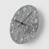 Stylish Silver Glitter Glitz Foto Runde Wanduhr (Winkel)
