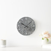 Stylish Silver Glitter Glitz Foto Runde Wanduhr (Zuhause)