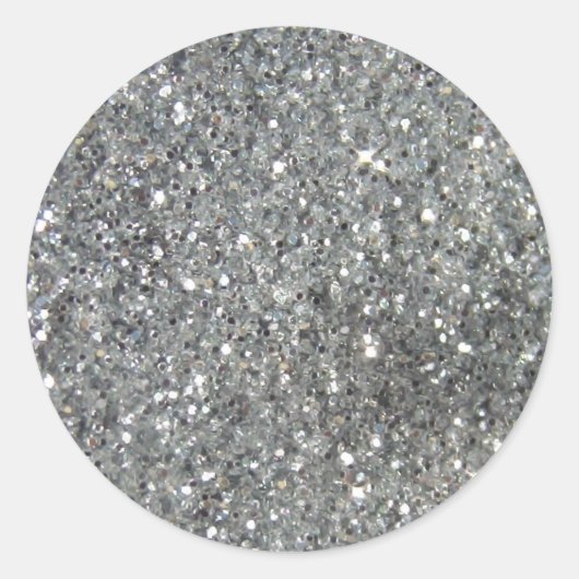 Stylish Silver Glitter Glitz Foto Runder Aufkleber (Vorderseite)