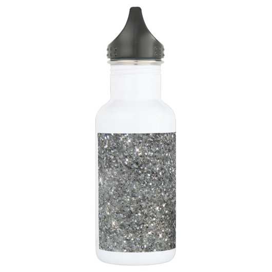 Stylish Silver Glitter Glitz Foto Trinkflasche (Links)