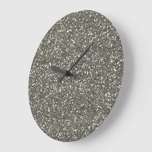 Stylish Silver Glitter Große Wanduhr (Winkel)