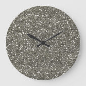 Stylish Silver Glitter Große Wanduhr (Vorderseite)