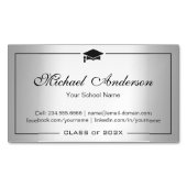 Stylish Silver Metallic Look Graduation Name Card Magnetische Visitenkarte (Vorderseite)