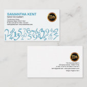 Stylish Simple Blue Numbers Accountant Visitenkarte (Vorne/Hinten)