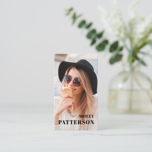 Stylish Simple Modern Foto Name Abschluss Visitenkarte (Stehend Vorderseite)