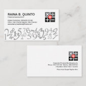 Stylish Simple Numbers Accountant Visitenkarte (Vorne/Hinten)